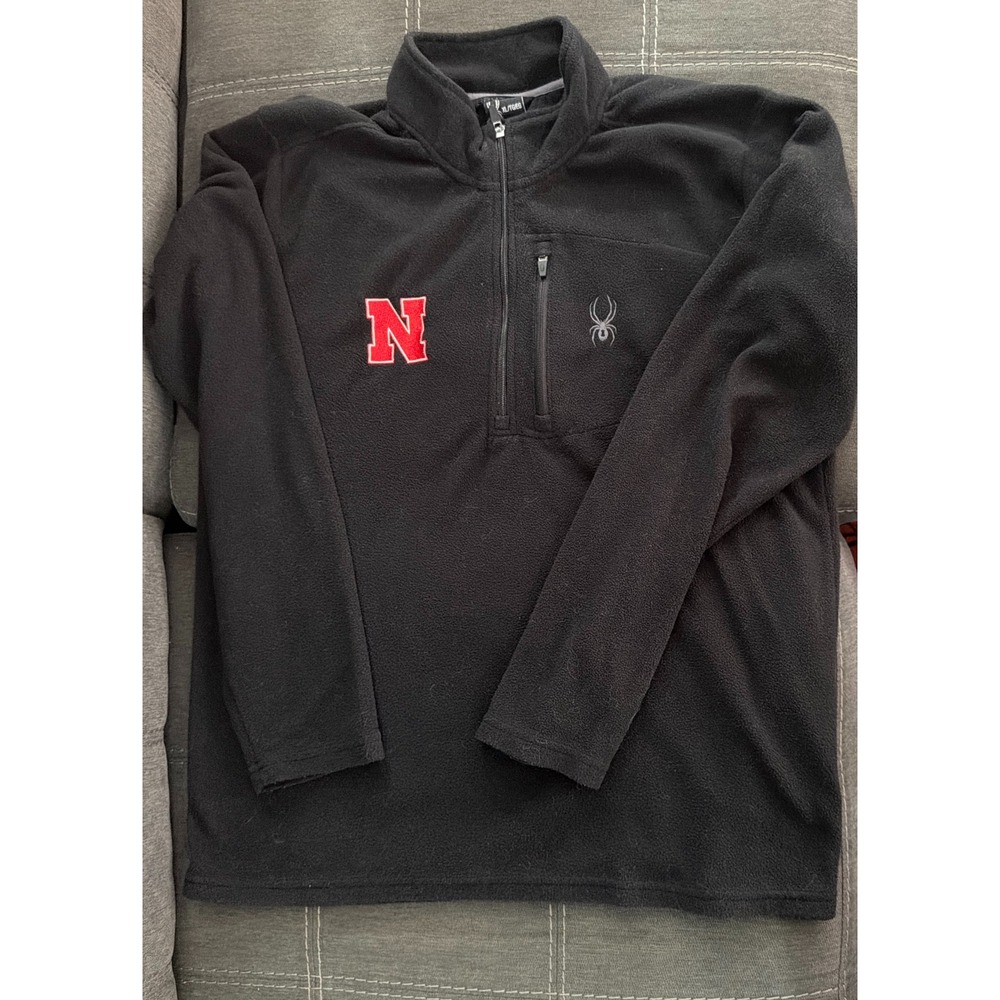 Spyder Nebraska Cornhuskers Mens XL Black Quarter Zip Fleece Pullover Jacket